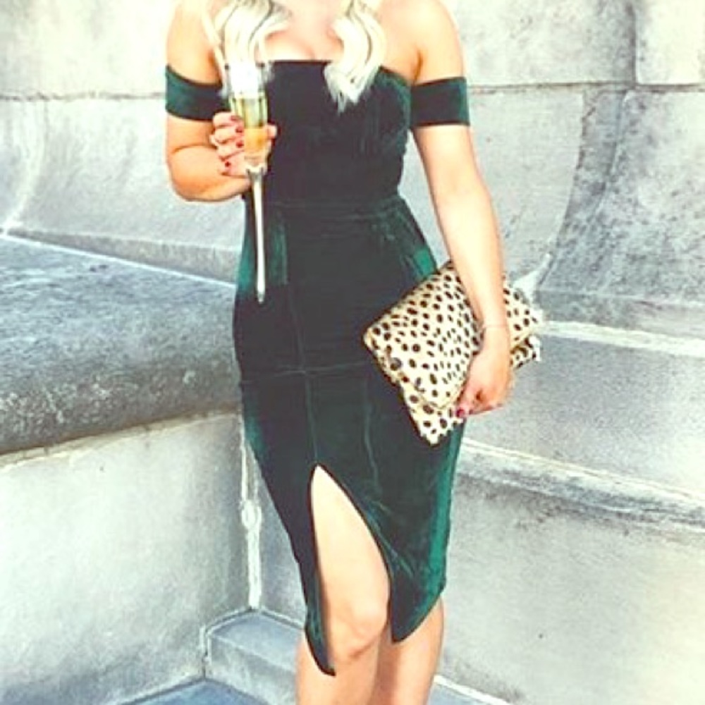 Fashion Nova Emerald Green Strapless dress